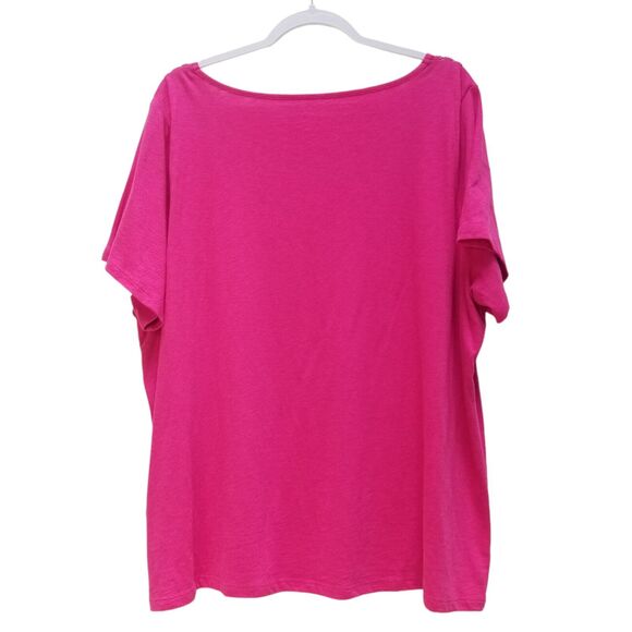 Talbots Lace Scoop Neck Short Slv Top Pink Womens Plus 3Xp Cotton Modal T shirt - Picture 5 of 9